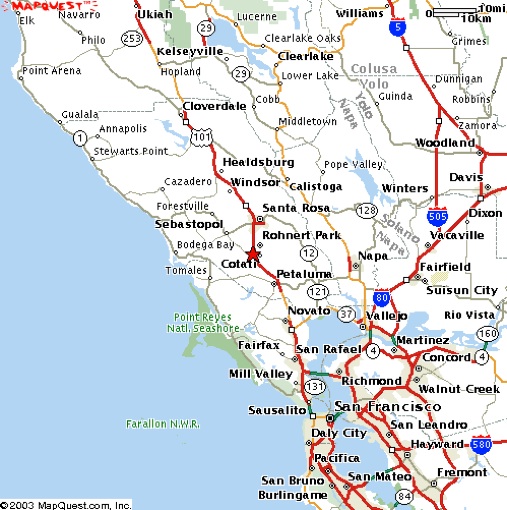 map of northern california, cotati, zone recording